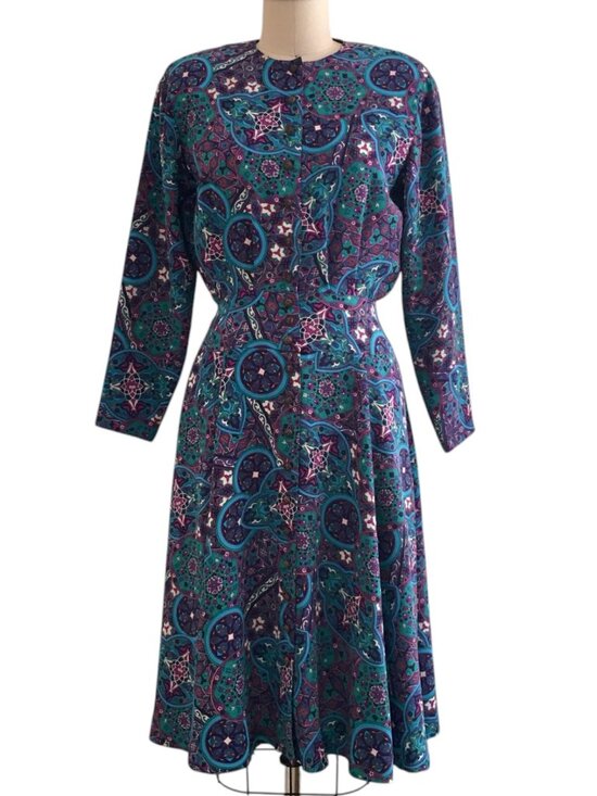 Liz Claiborne Dresses & Skirts - Vintage Liz Claiborne Paisley Button Down Shirt Dress with Swing Skirt Size 6